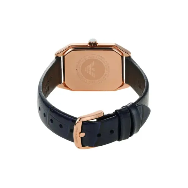 EMPORIO ARMANI Gioia Blue Leather Strap Silver Dial Quartz Watch for Ladies - AR11466