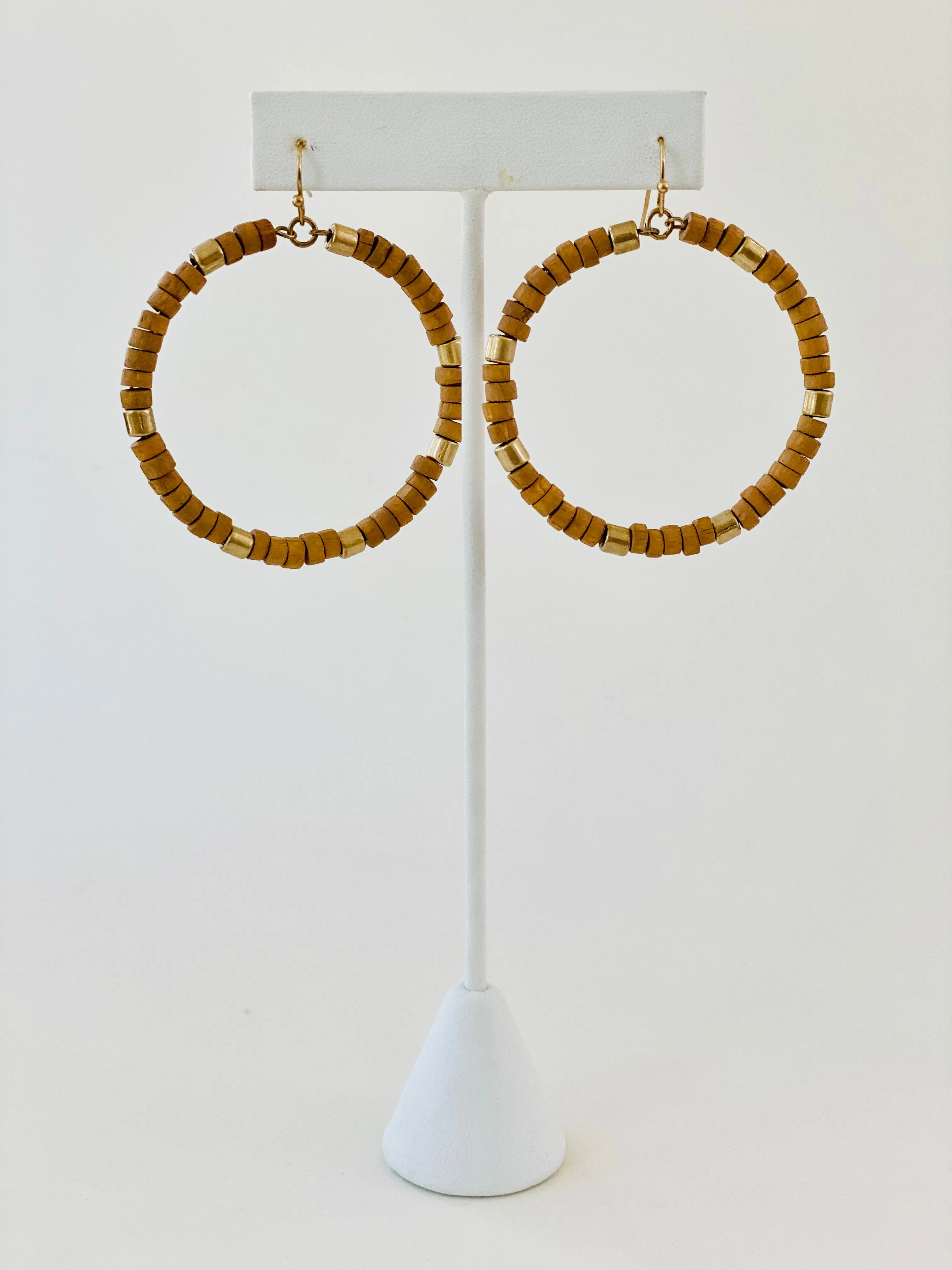 ER128 WOOD HOOP EARRINGS