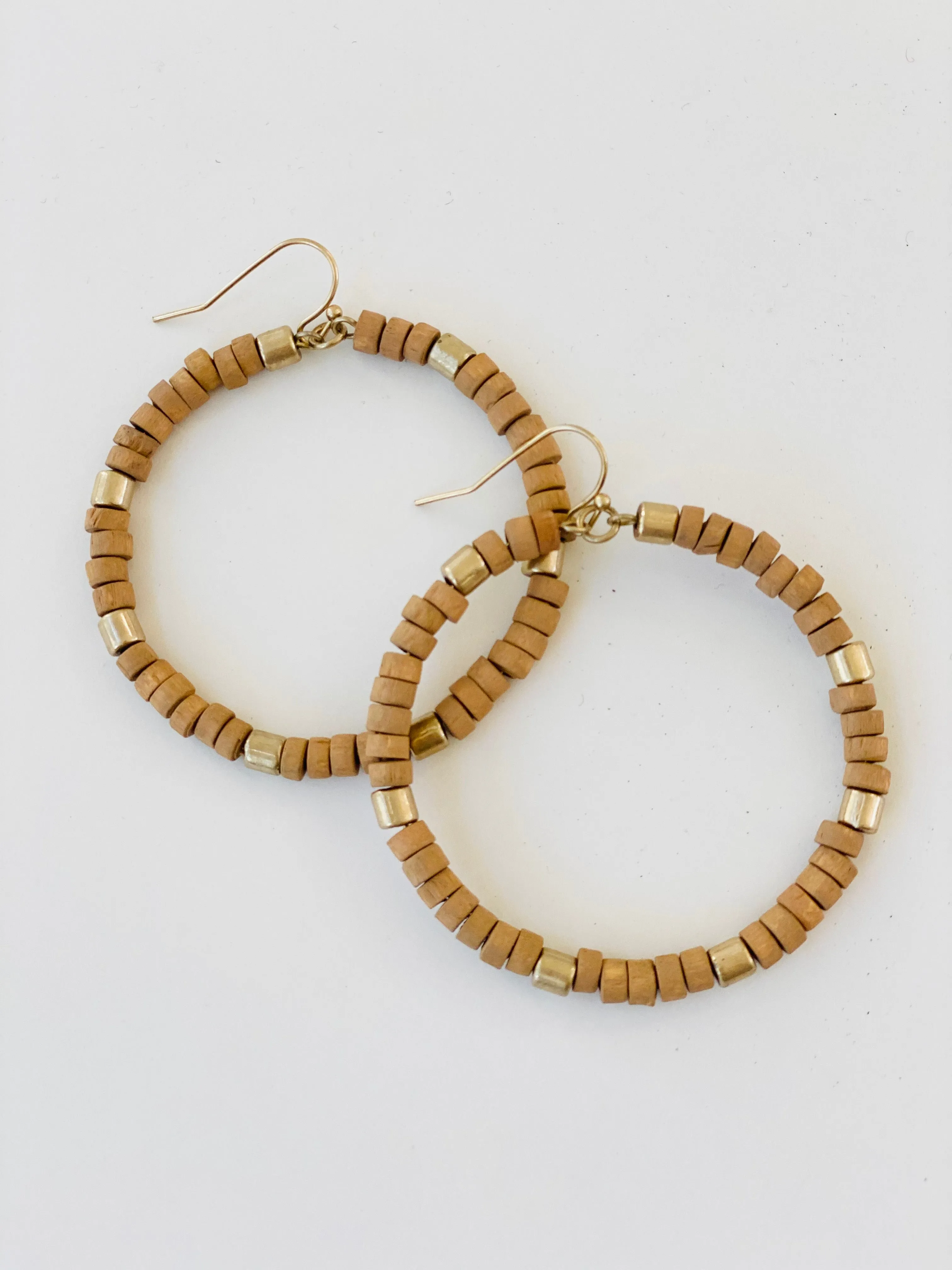 ER128 WOOD HOOP EARRINGS
