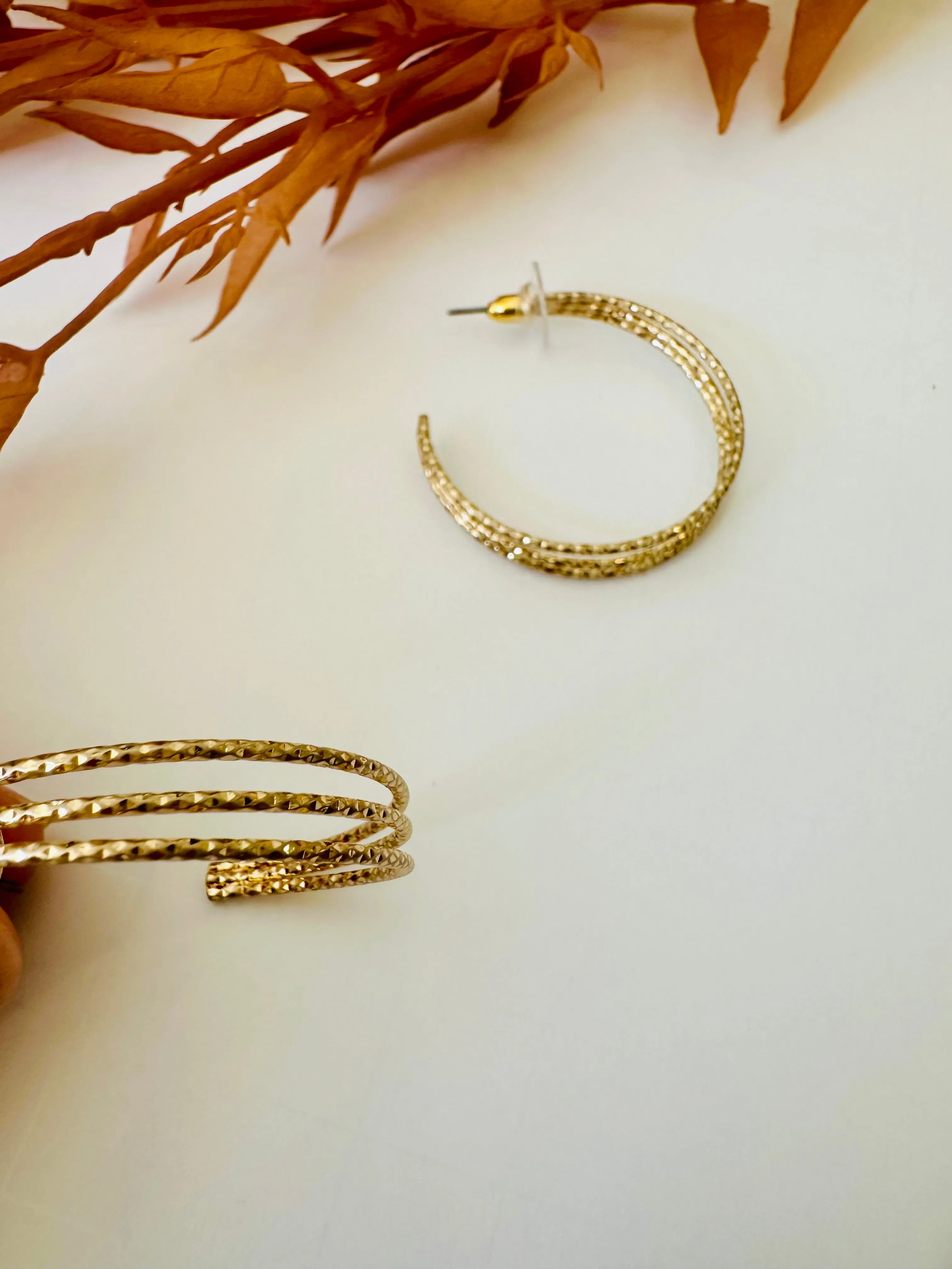 ER266 DIACUT HOOP EARRINGS