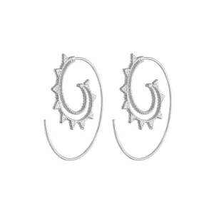 Exquisite Sterling Silver Tibetan Hoop Earrings, Spiral Silver  Hoop Earrings, Tribal Silver Earrings, 925 Sterling Silver Designer Hoop Earrings