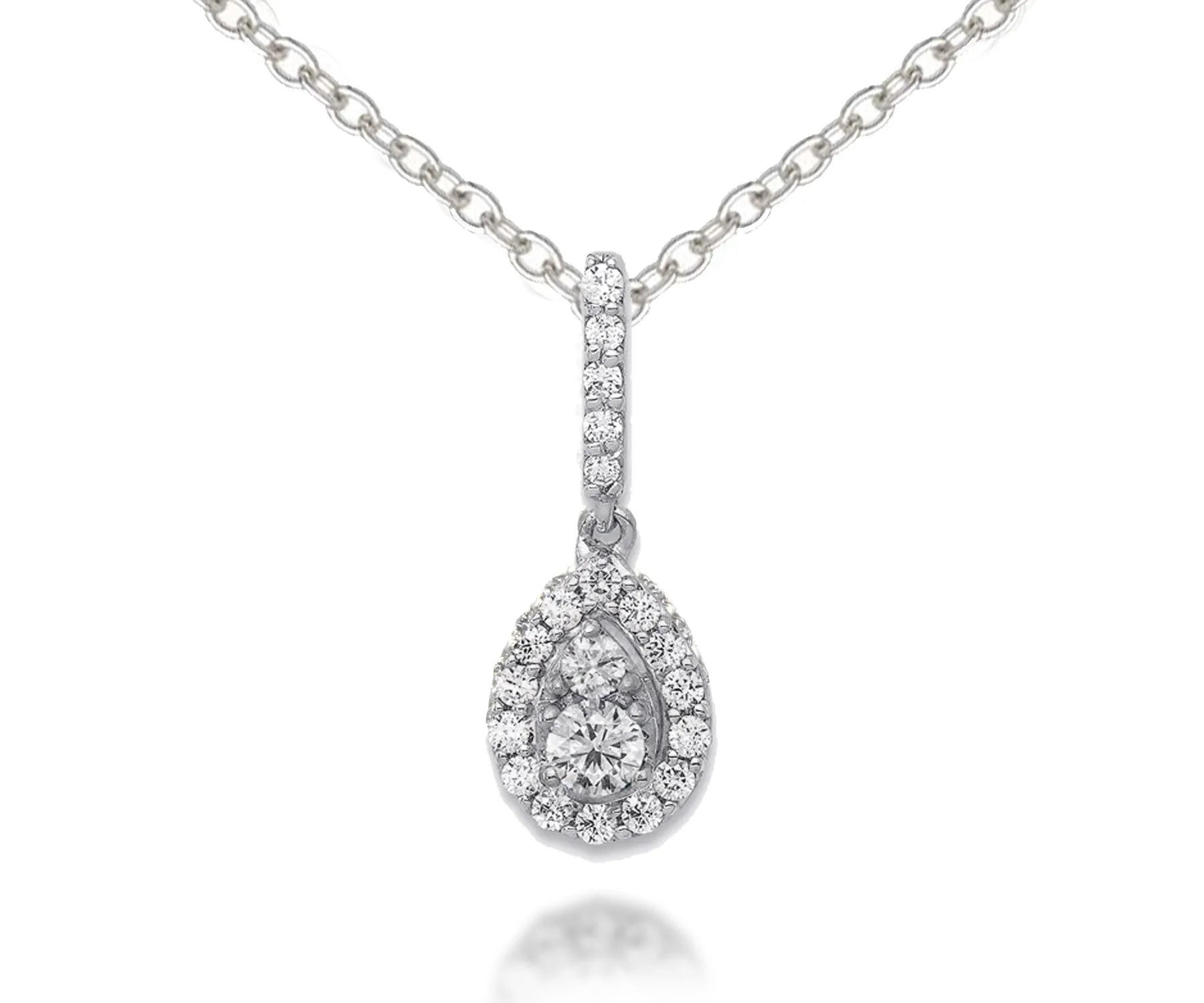 Fancy Pear Halo Diamond Pendant