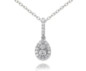 Fancy Pear Halo Diamond Pendant