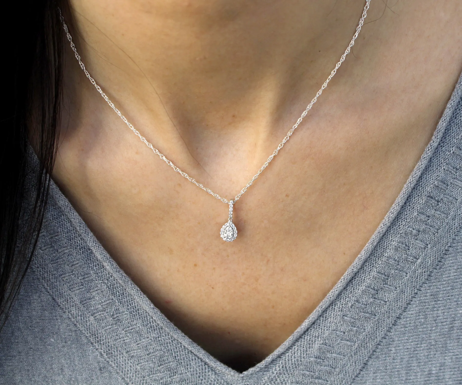 Fancy Pear Halo Diamond Pendant