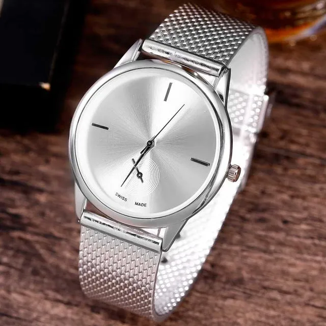 Fashion Alloy Belt Mesh Watches Unisex Women Watches Casual Couple Quartz Wristwatch Relogio Feminino Saat Watches For Women
