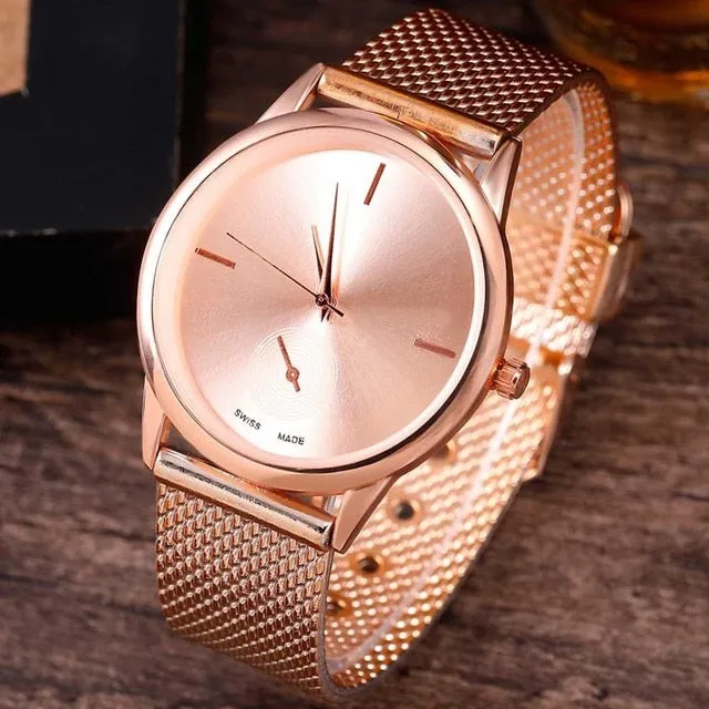 Fashion Alloy Belt Mesh Watches Unisex Women Watches Casual Couple Quartz Wristwatch Relogio Feminino Saat Watches For Women