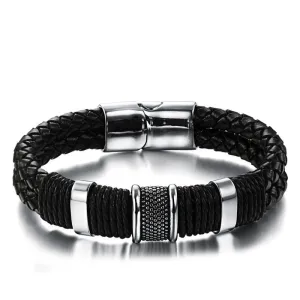 fashion fine jewelry tide men leather titanium steel bracelets male Vintage bracelet personality gifts MPH891