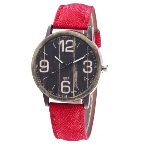 Fashion Quartz Watches for Women Ladies Denim Leather Strap Retro Style Watches