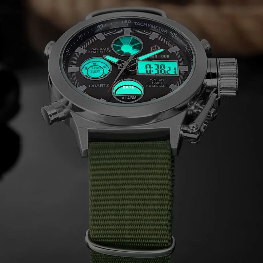 Fashionable Waterproof Watches with Dual Display