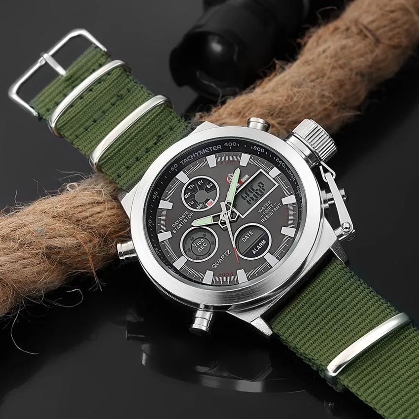 Fashionable Waterproof Watches with Dual Display