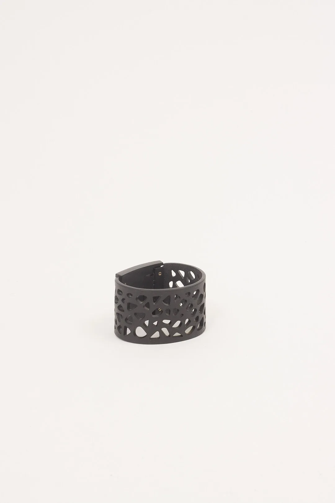 Ferragamo All Black Leather Cuff Bracelet