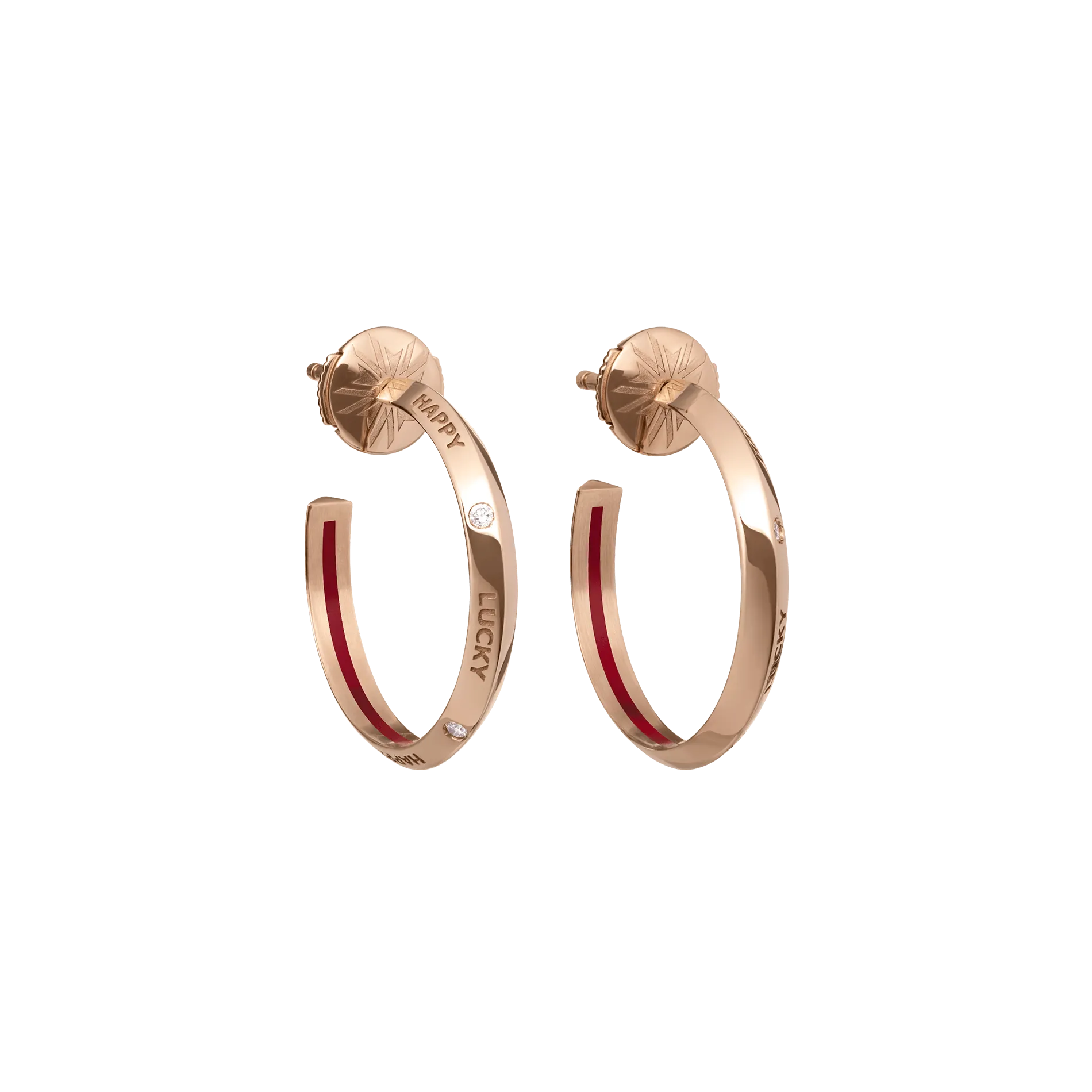 Fortune Hoop Earrings in Rose Gold