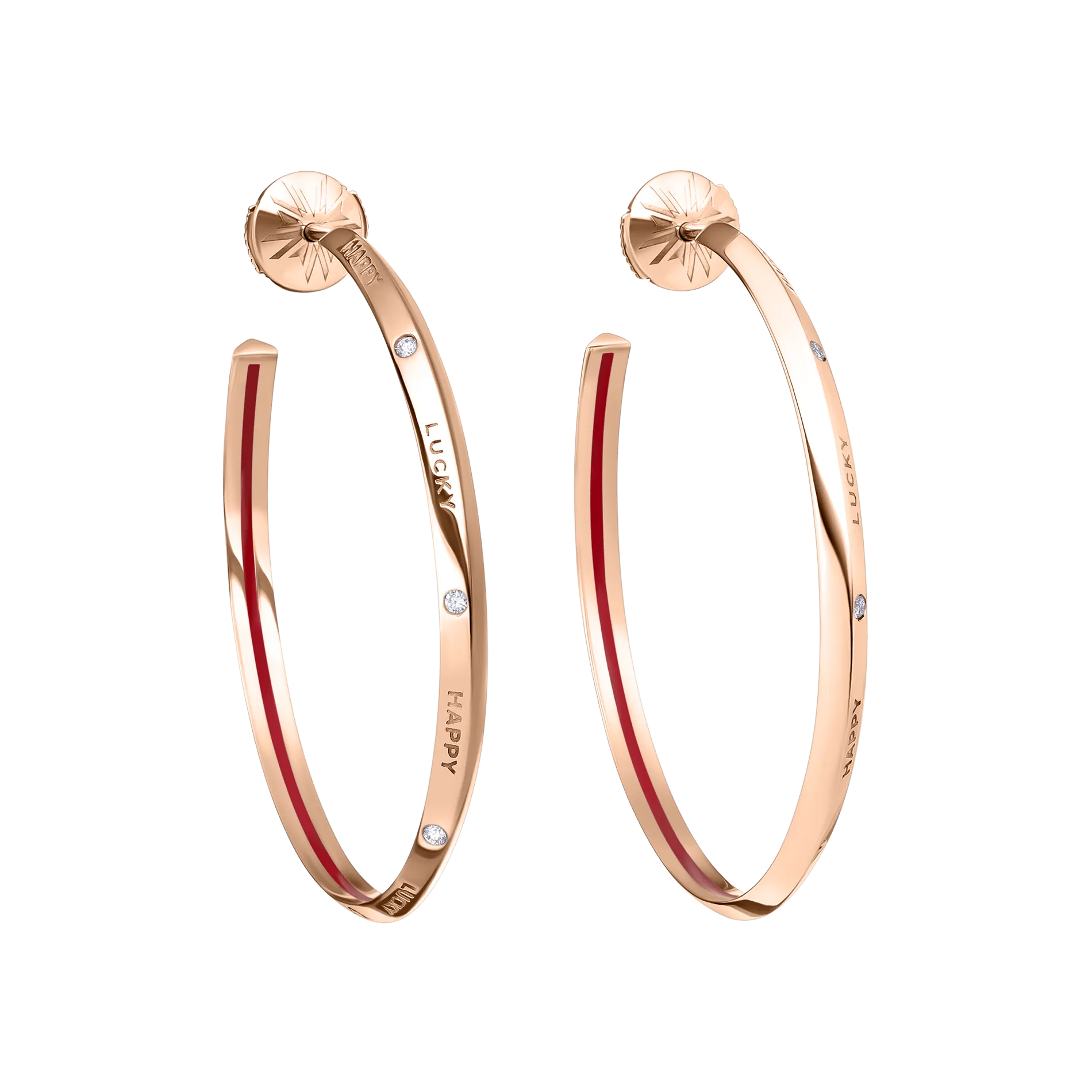 Fortune Hoop Earrings in Rose Gold