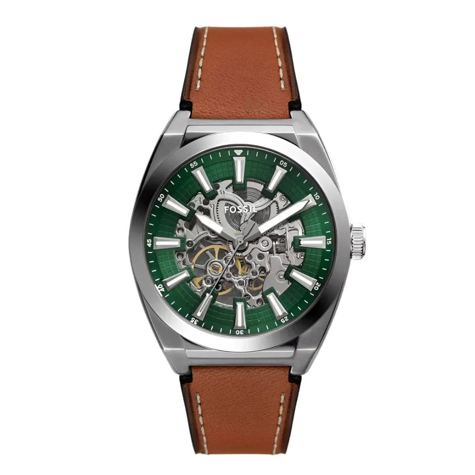 Fossil Everett Gents Automatic Brown Leather Strap Watch