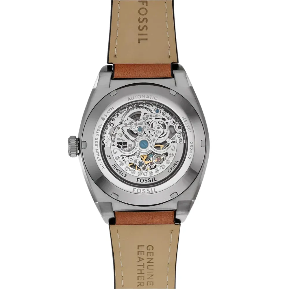 Fossil Everett Gents Automatic Brown Leather Strap Watch