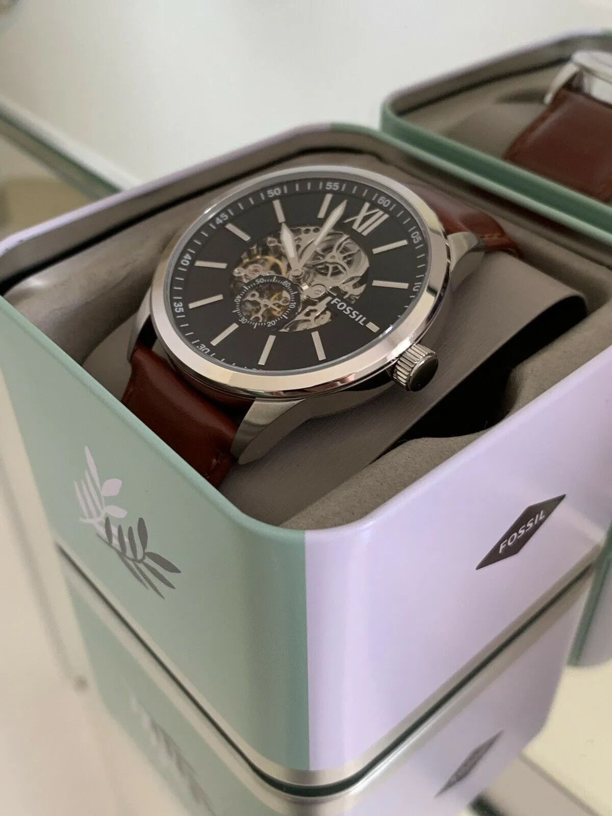 Fossil Flynn Automatic Brown Leather Men's Watch BQ2270