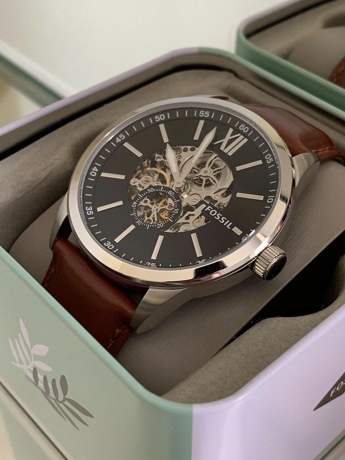 Fossil Flynn Automatic Brown Leather Men's Watch BQ2270