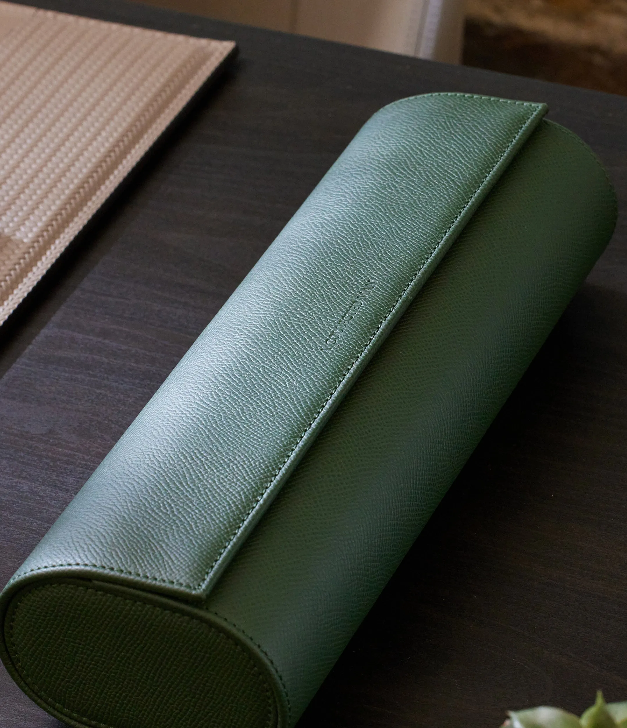 four-watch roll, grained leather