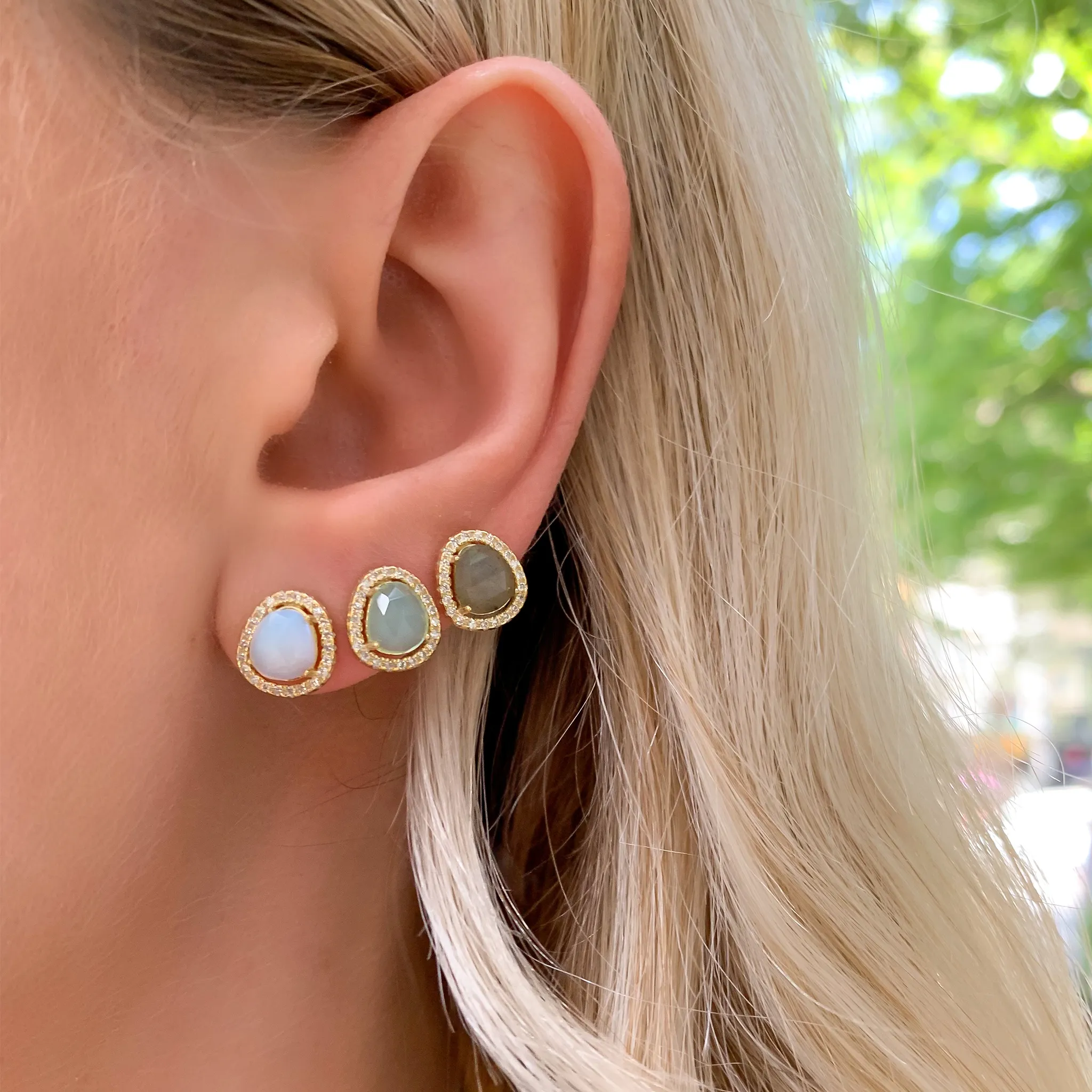 Free Form Labradorite Stud Earrings