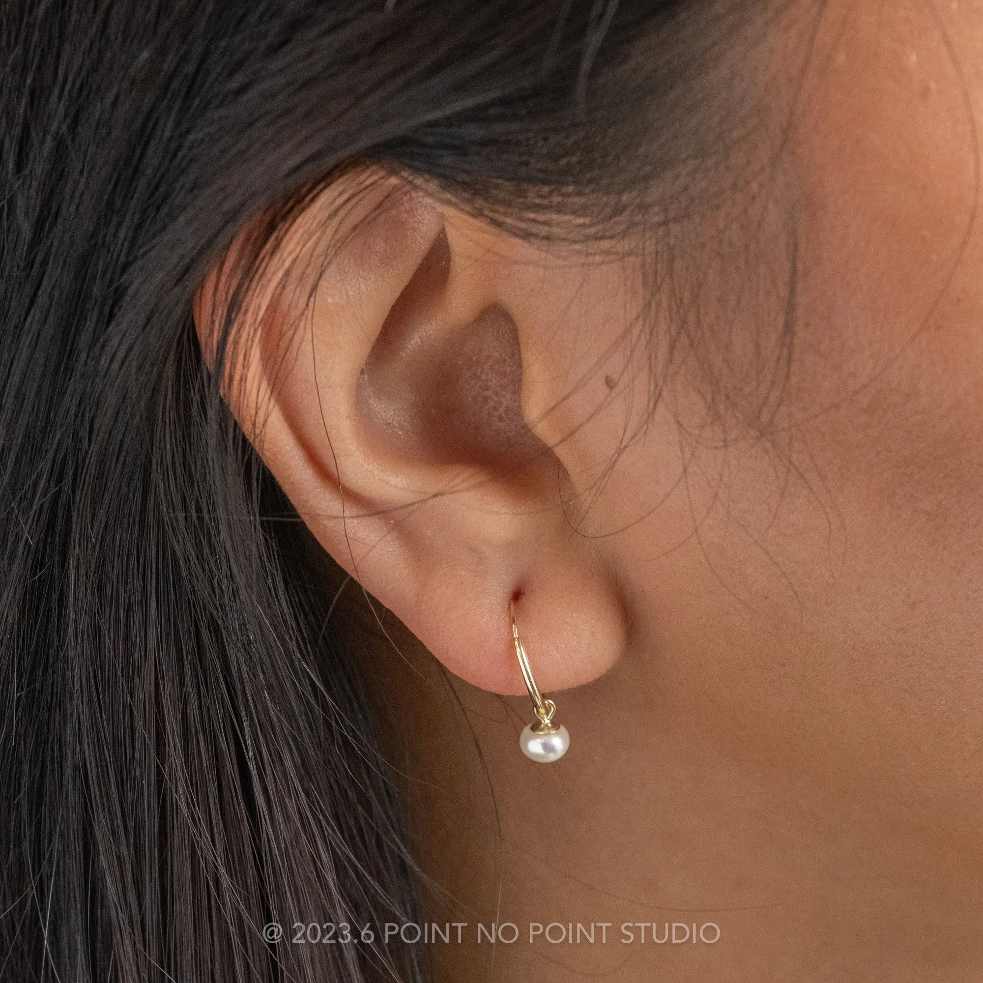 Freshwater Pearl Huggie Hoops, 14k Yellow Gold Earrings