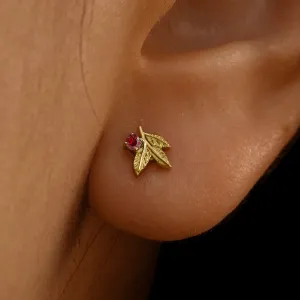 Gemstone 3 Leaves Earring