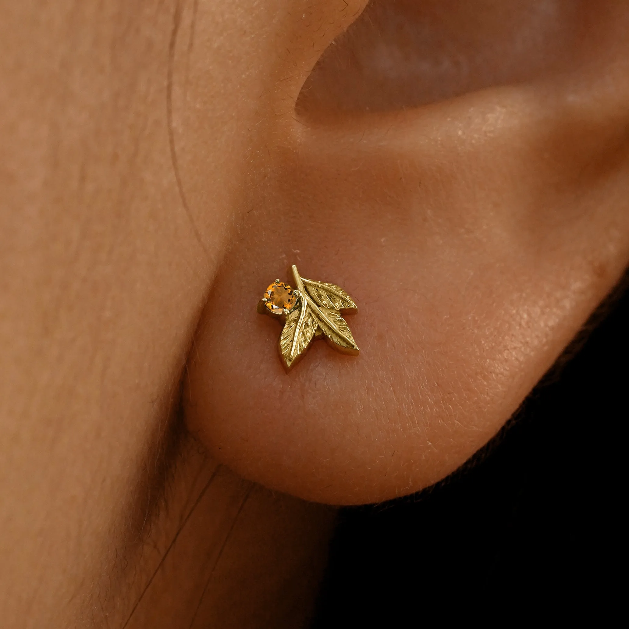 Gemstone 3 Leaves Earring