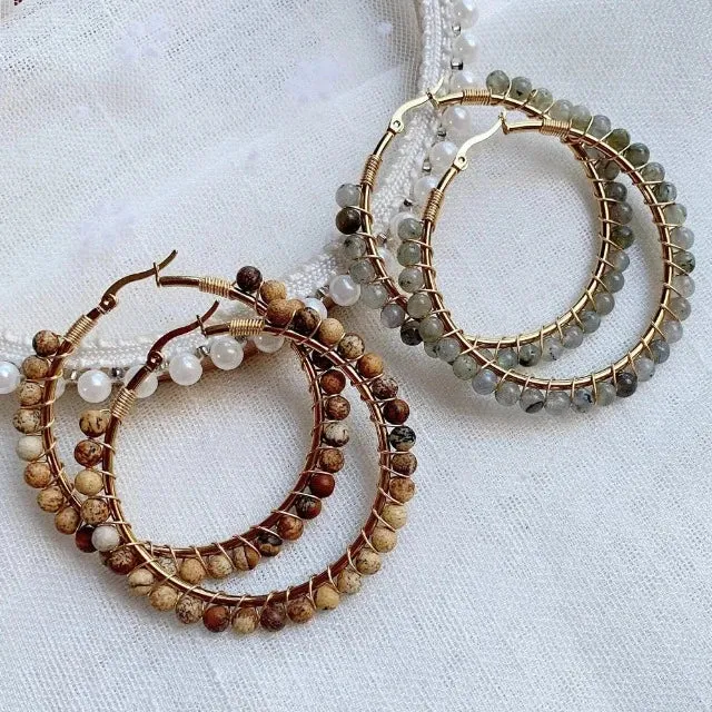 Gemstone Beaded Hoops