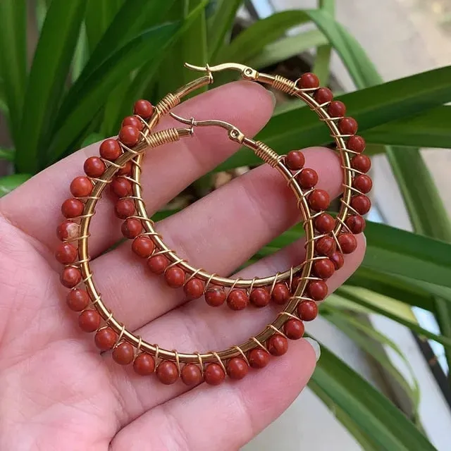 Gemstone Beaded Hoops