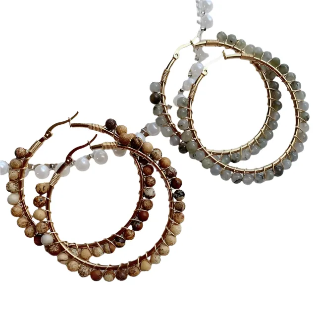 Gemstone Beaded Hoops