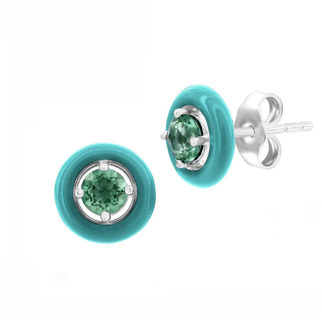 Gemstone Enamel Stud Earrings (Available in 11 Colors)