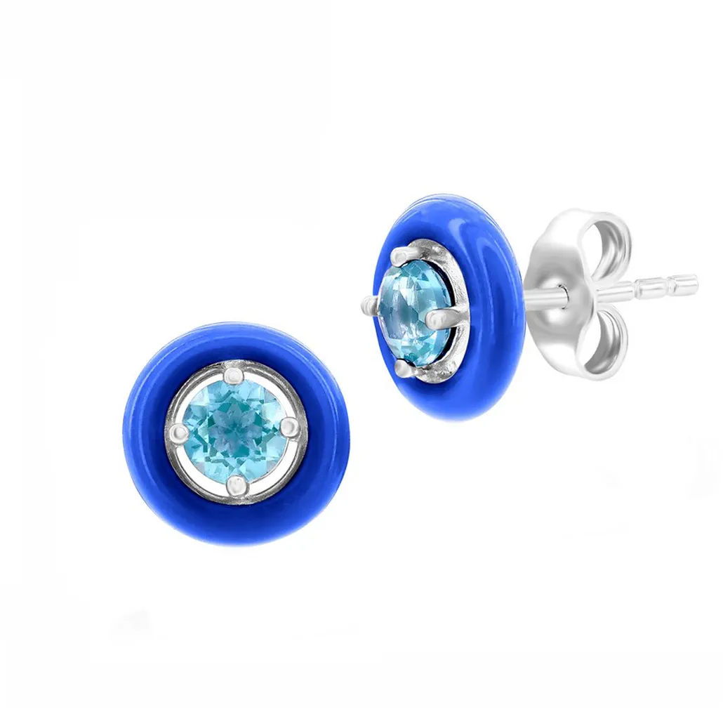 Gemstone Enamel Stud Earrings (Available in 11 Colors)