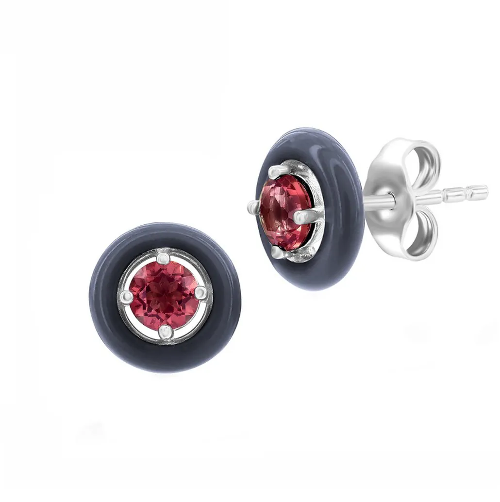 Gemstone Enamel Stud Earrings (Available in 11 Colors)