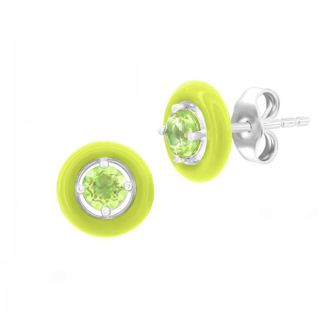 Gemstone Enamel Stud Earrings (Available in 11 Colors)
