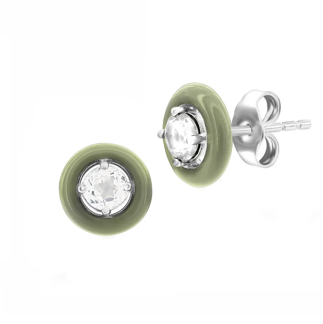 Gemstone Enamel Stud Earrings (Available in 11 Colors)