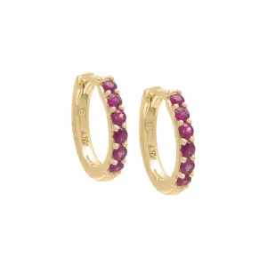 Gemstone Huggie Earring 14K