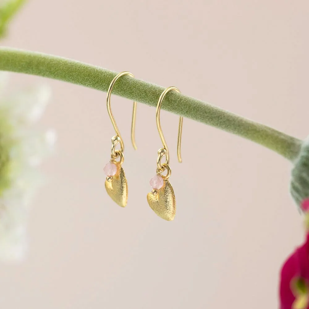 Generous Rose Quartz Earrings Gold Plated
