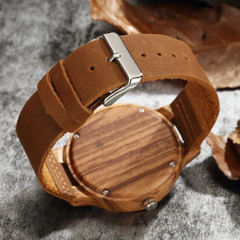 Geometric Printed Bamboo Wood Women's Watches