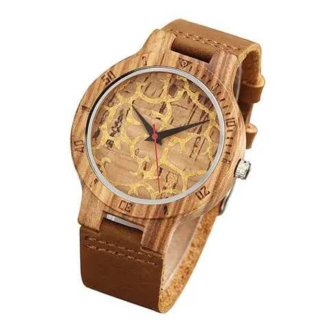 Geometric Printed Bamboo Wood Women's Watches