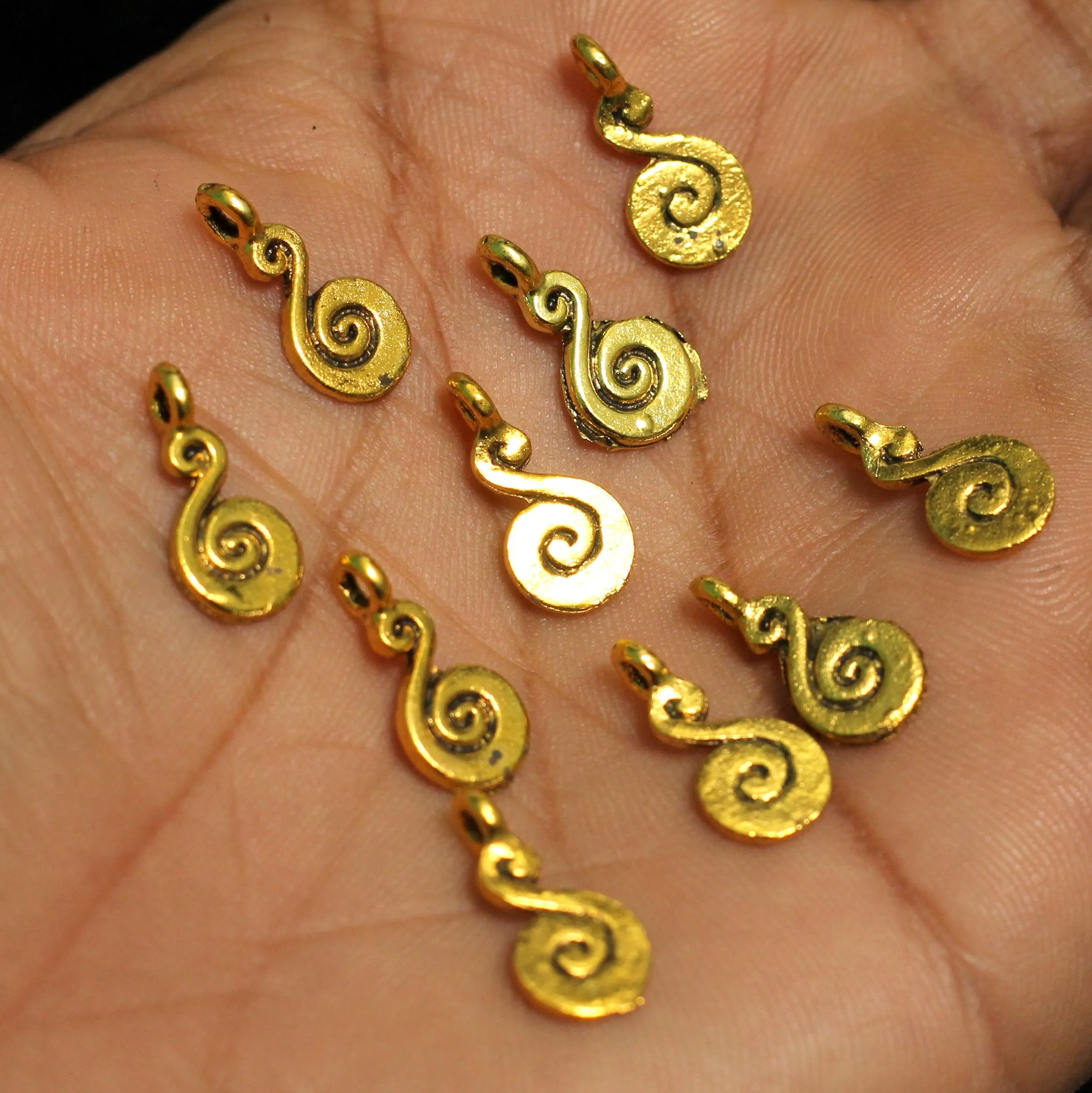 German Silver Charms Golden 15x07mm