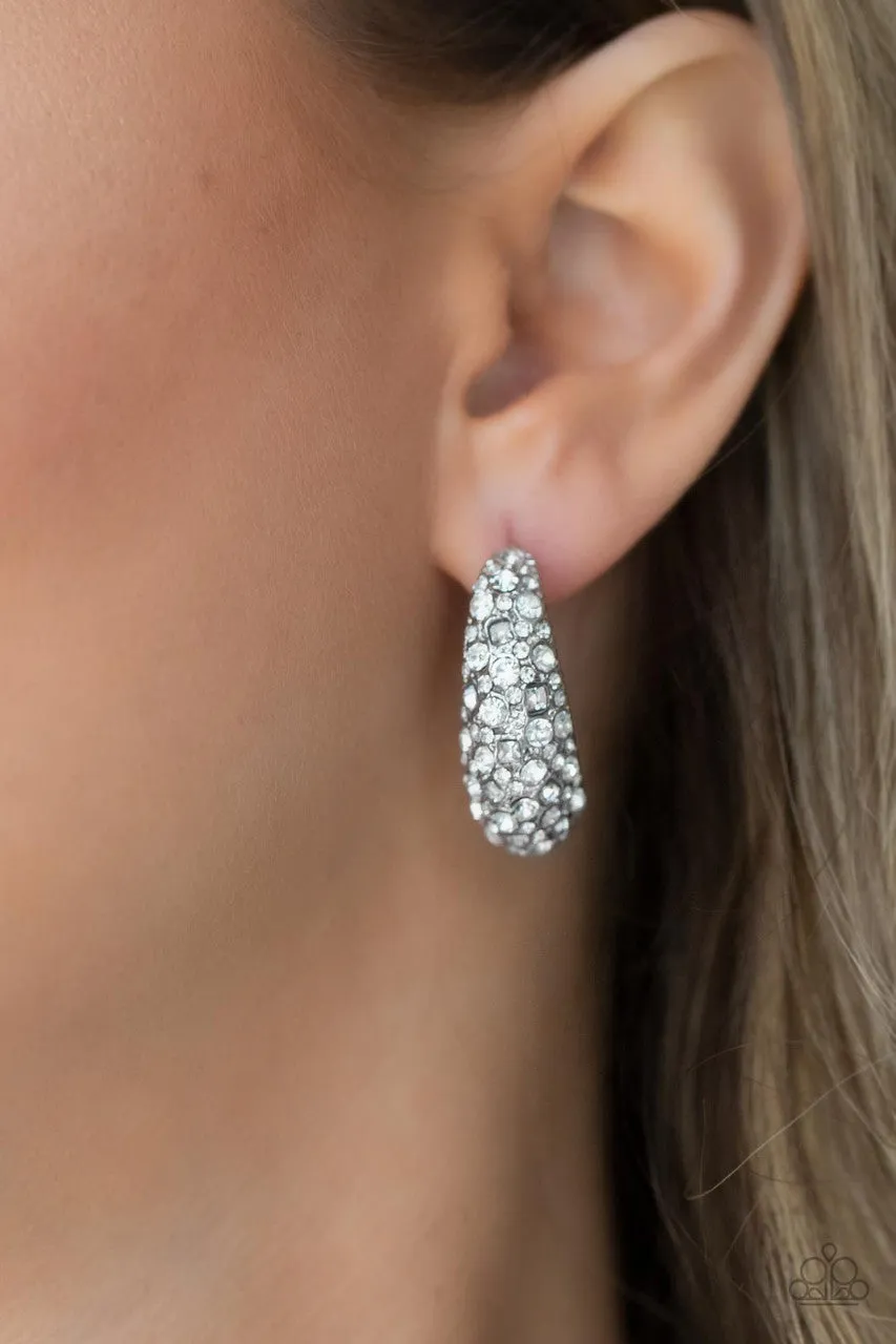 Glamorously Glimmering White Paparazzi Earrings