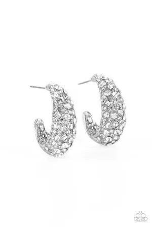 Glamorously Glimmering White Paparazzi Earrings