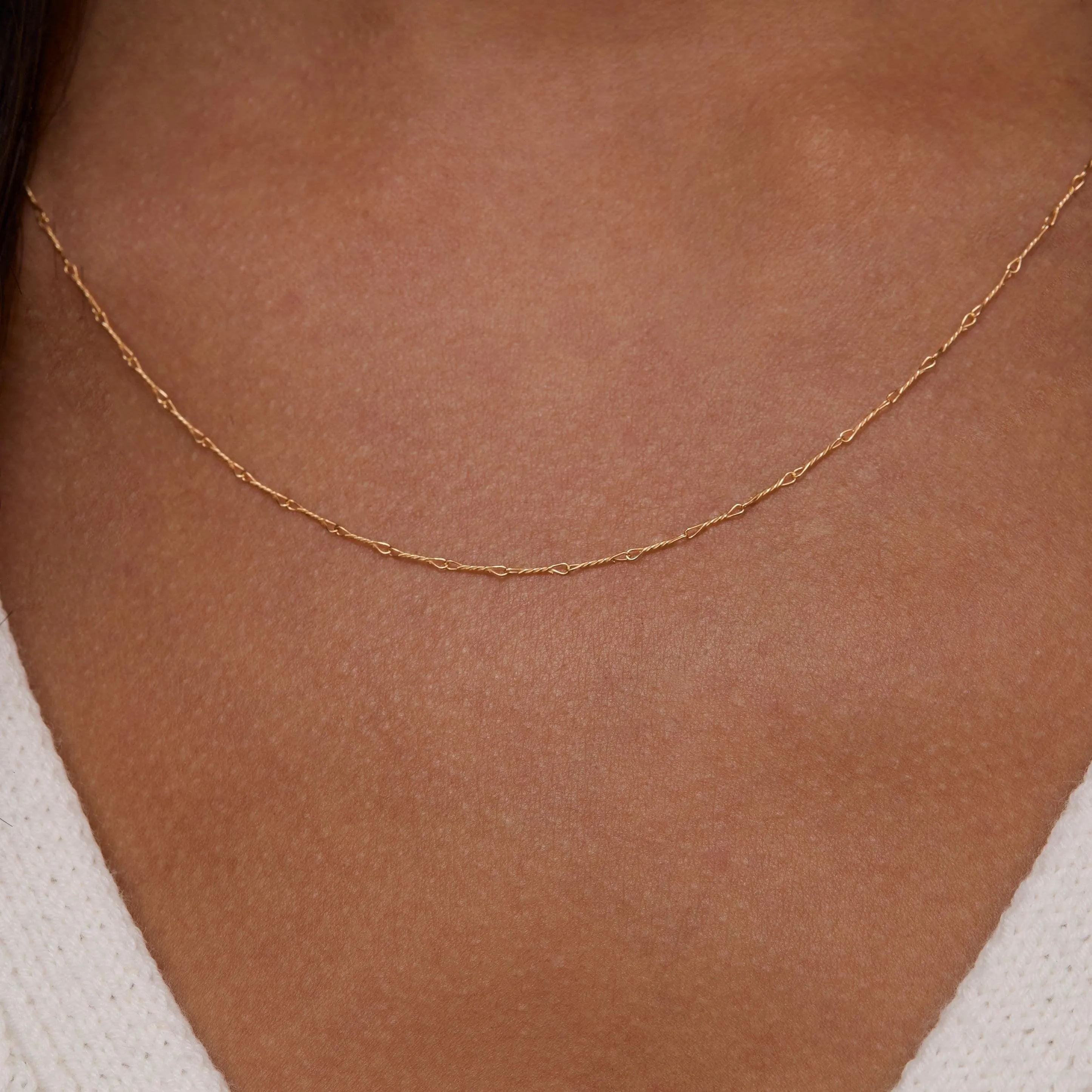 Gold Dainty Twist Layering Chain Necklace - 18K Gold Vermeil