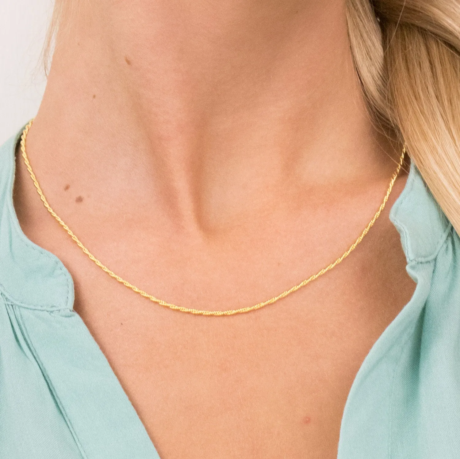 Gold Plated 18 Inch Rope Chain Necklace