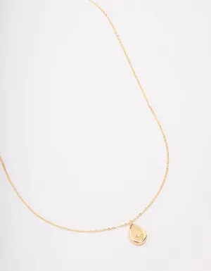 Gold Plated Brass Teardrop Pendant Necklace