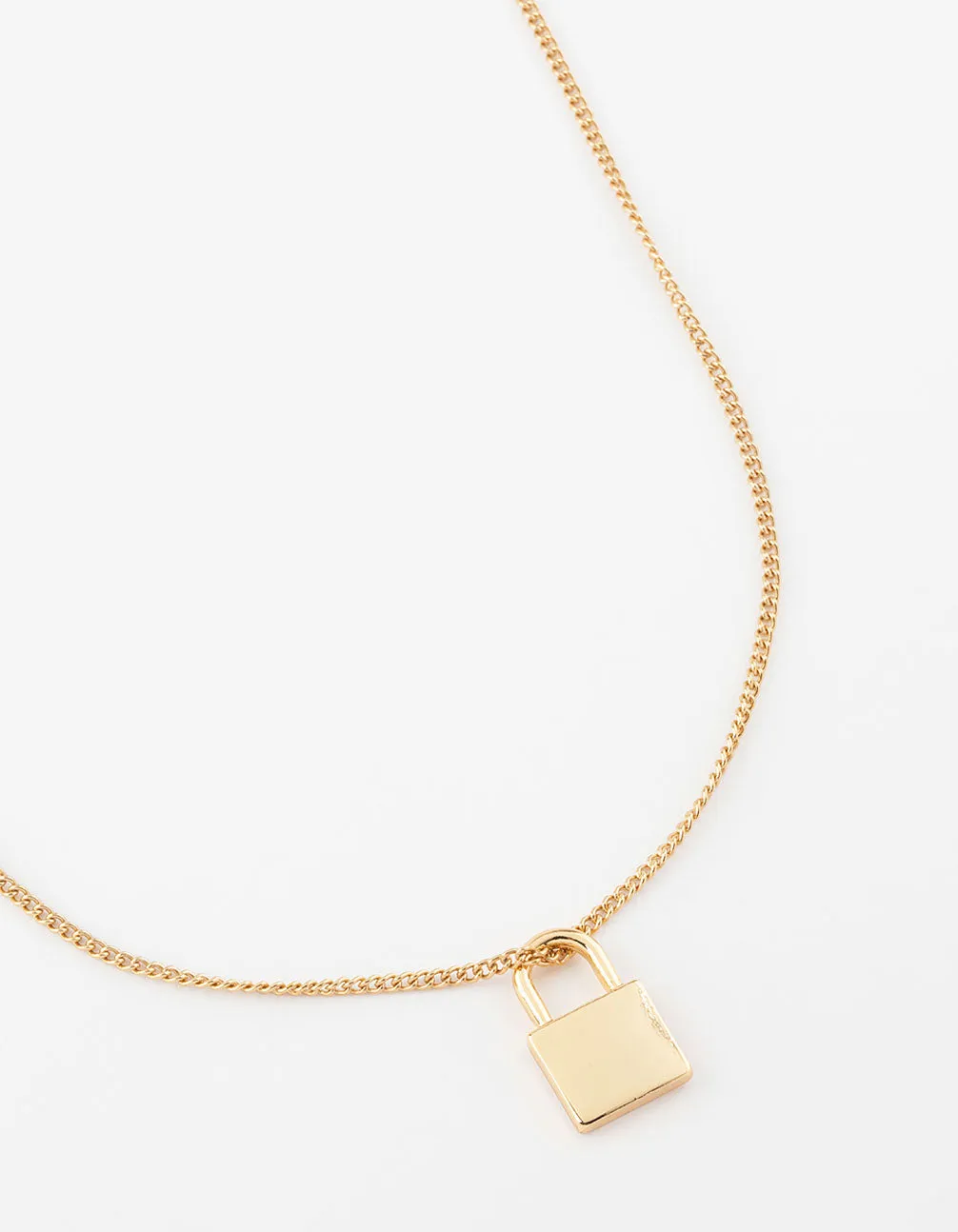 Gold Plated Padlock Short Necklace