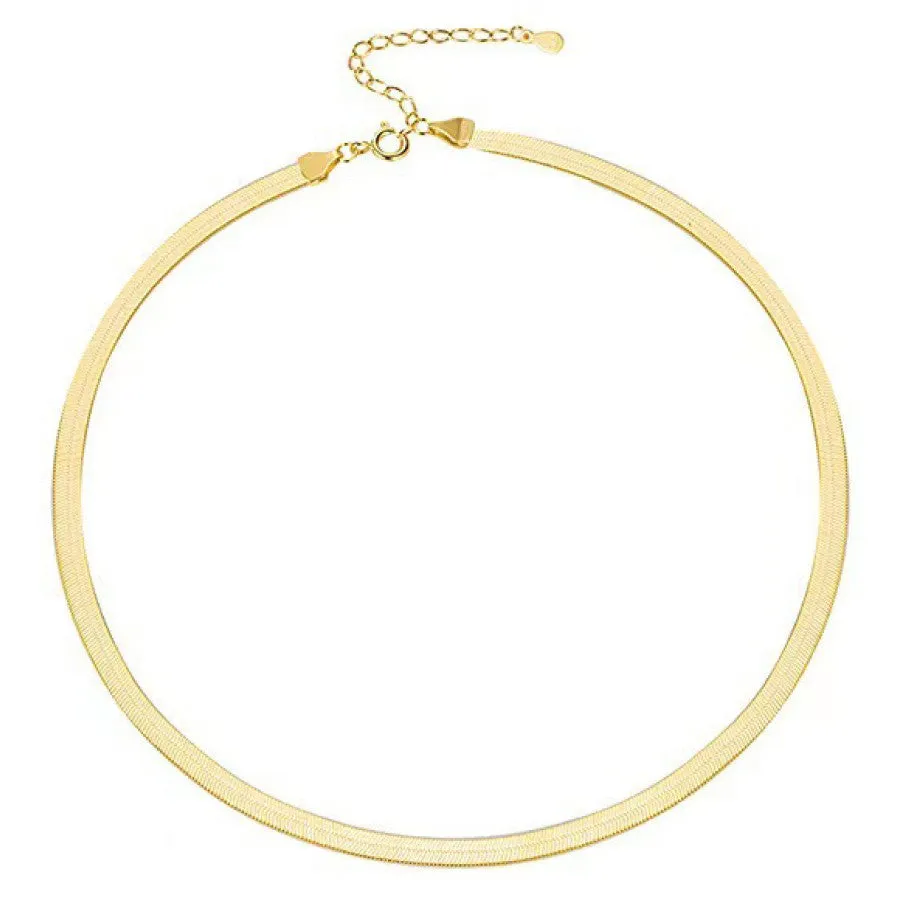 Gold Plated Stainless Steel Herringbone Chain Necklace
