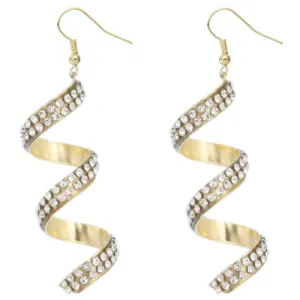 Gold Spiral Twist Gemstone Earrings