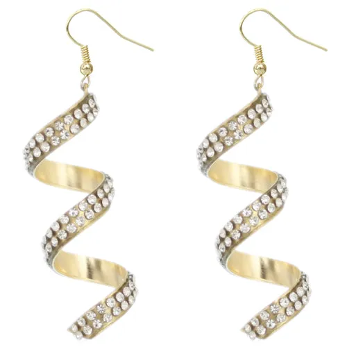 Gold Spiral Twist Gemstone Earrings