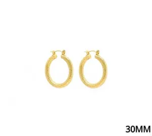 Gold Textured 1.2" Aluminum Water Resistant Hoop Earring