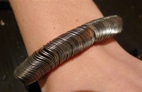 Goti Sterling Silver Liquid Disc and Leather Bracelet